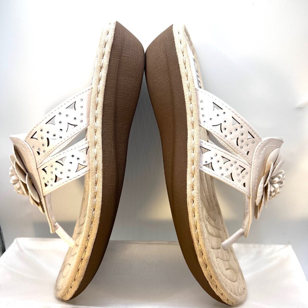 Cliffs by White Mountain Cynthia-White Rhinestones. 8W-Thong 1 1/2" Heel-Comfy - Picture 14 of 16
